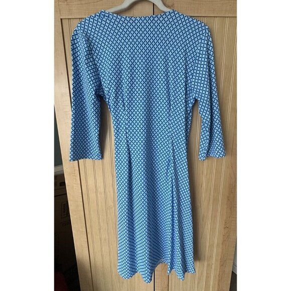 FRESH PRODUCE Size Small Blue Geometric Wrap Dress Nylon Spandex Knit $79 - Picture 4 of 4